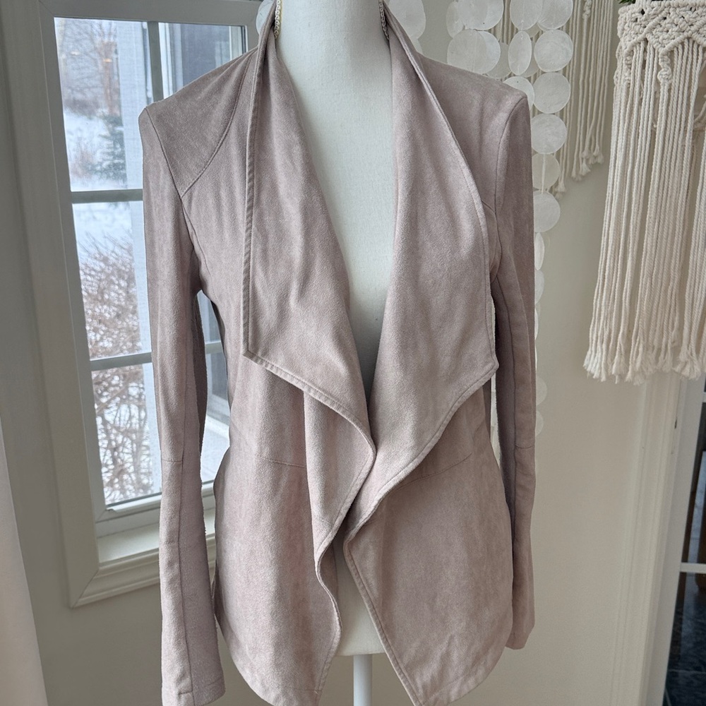 BB Dakota Faux Suede Women's Draped Collar Jacket - Light Pink